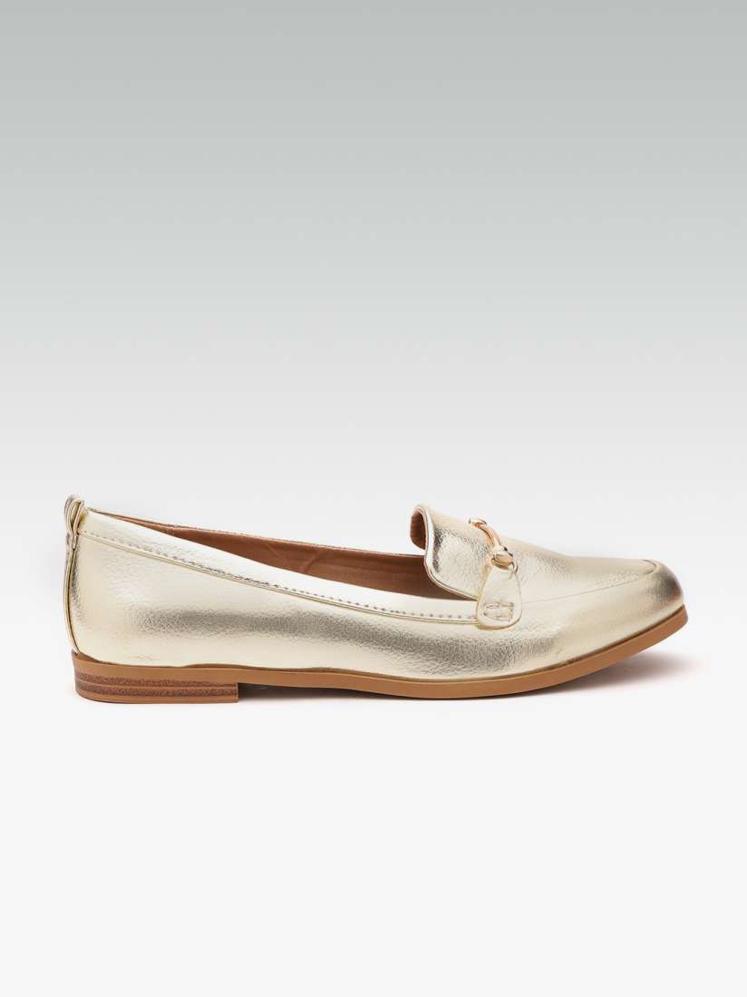 Buy DOROTHY PERKINS Women Gold Toned Wide Fit Solid Loafers Casual Shoes for Women 10351137 Myntra