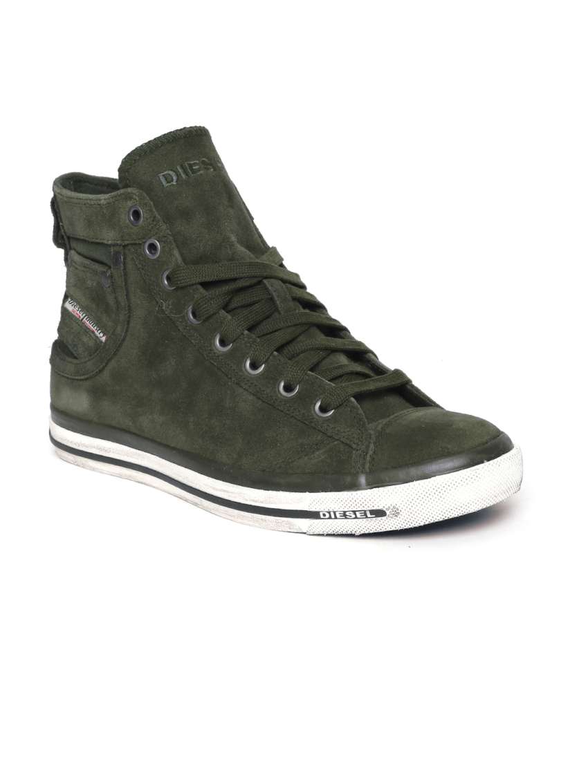 Buy DIESEL Men Olive Green Suede Sneakers Casual Shoes for Men 1035165 Myntra