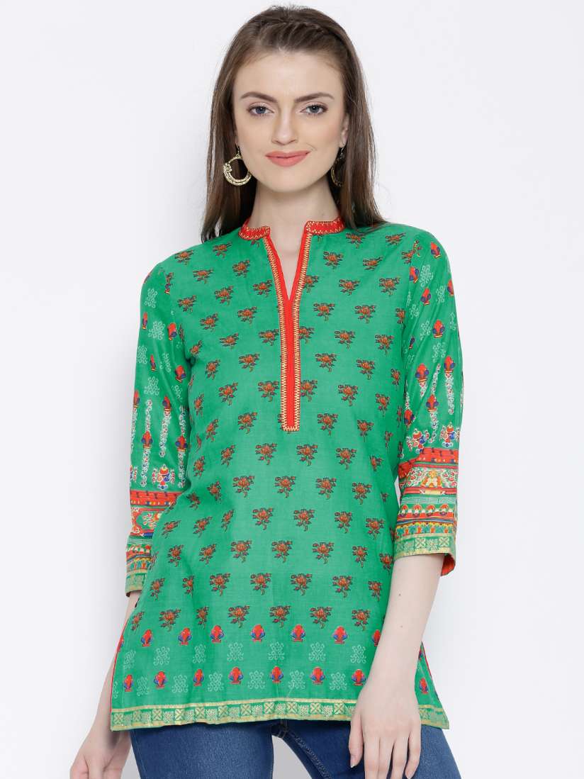 Buy BIBA OUTLET Green Floral Print Kurti Kurtis for Women 1035395 Myntra