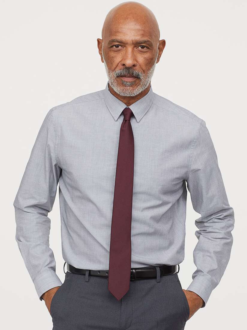 Buy H M Men Grey Self Design Easy iron Shirt Slim Fit Shirts for Men 10364415 Myntra