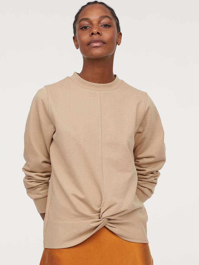 Buy H M Women Beige Knot Detail Sweatshirt Sweatshirts for Women 10366071 Myntra