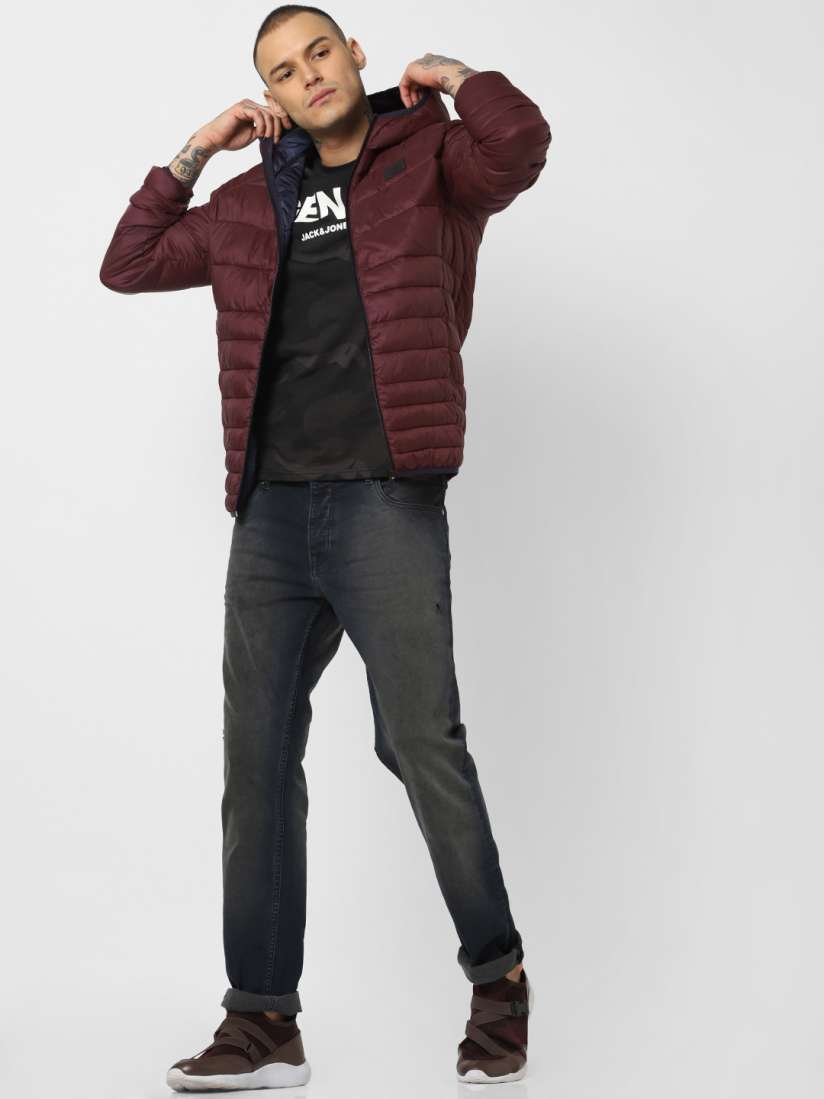 Buy Jack Jones Men Burgundy Solid Puffer Jacket Jackets for Men 10368001 Myntra