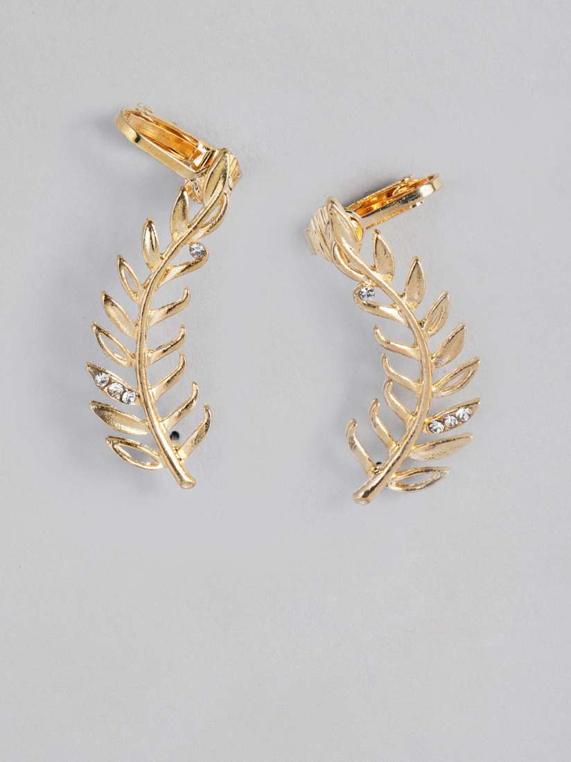 Buy justpeachy Gold Toned Leaf Shaped Ear Cuff Earrings for Women 10372255 Myntra