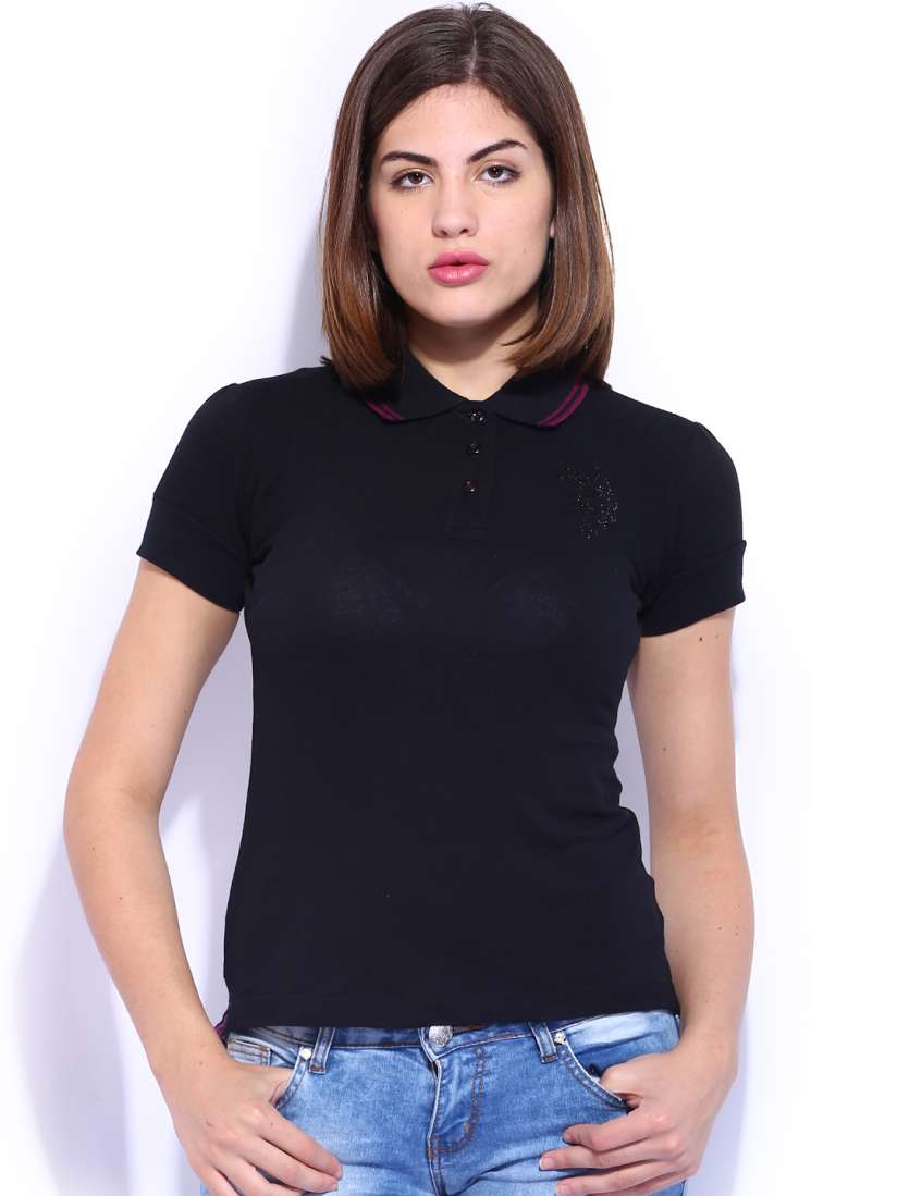 Buy U.S. Polo Assn. Women Black Polo T shirt Tshirts for Women 1037247 Myntra