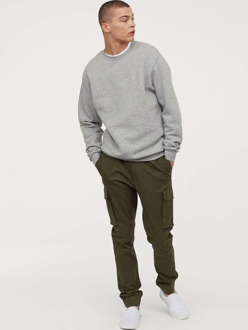 Buy H M Men Green Solid Cotton Cargo Joggers Trousers for Men 10373927 Myntra
