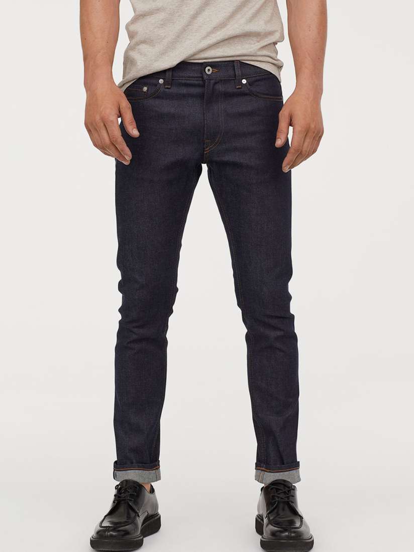 Buy H M Blue Solid Slim Selvedge Jeans Jeans for Men 10376097 Myntra