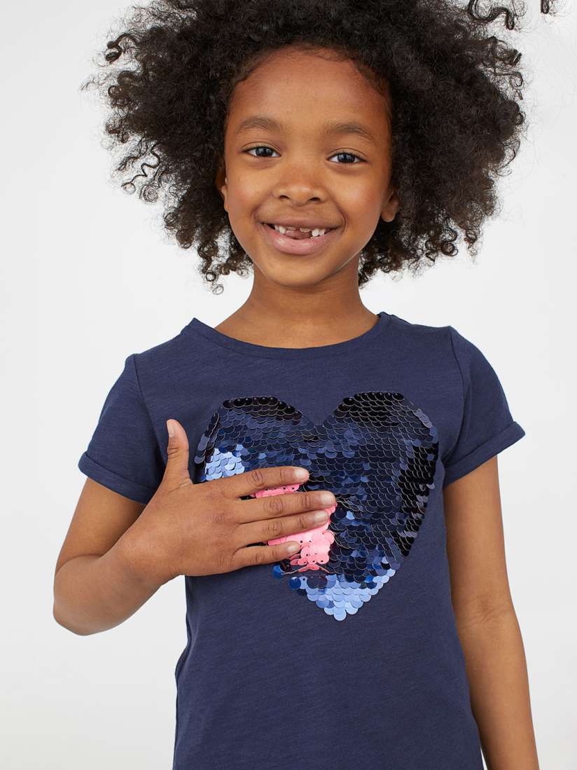 Reversible sequin t shirt girl top