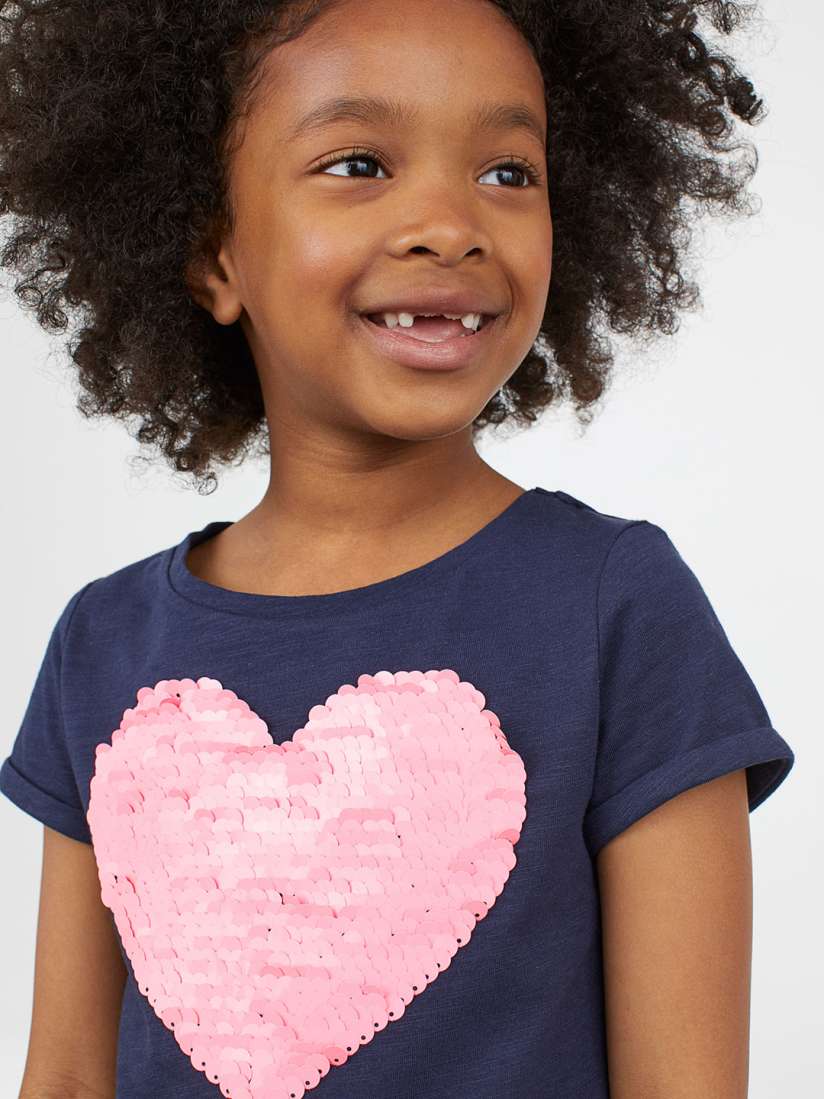 Buy HM Girls Blue Reversible Sequin Pure Cotton T shirt Tshirts for Girls 10376901 Myntra
