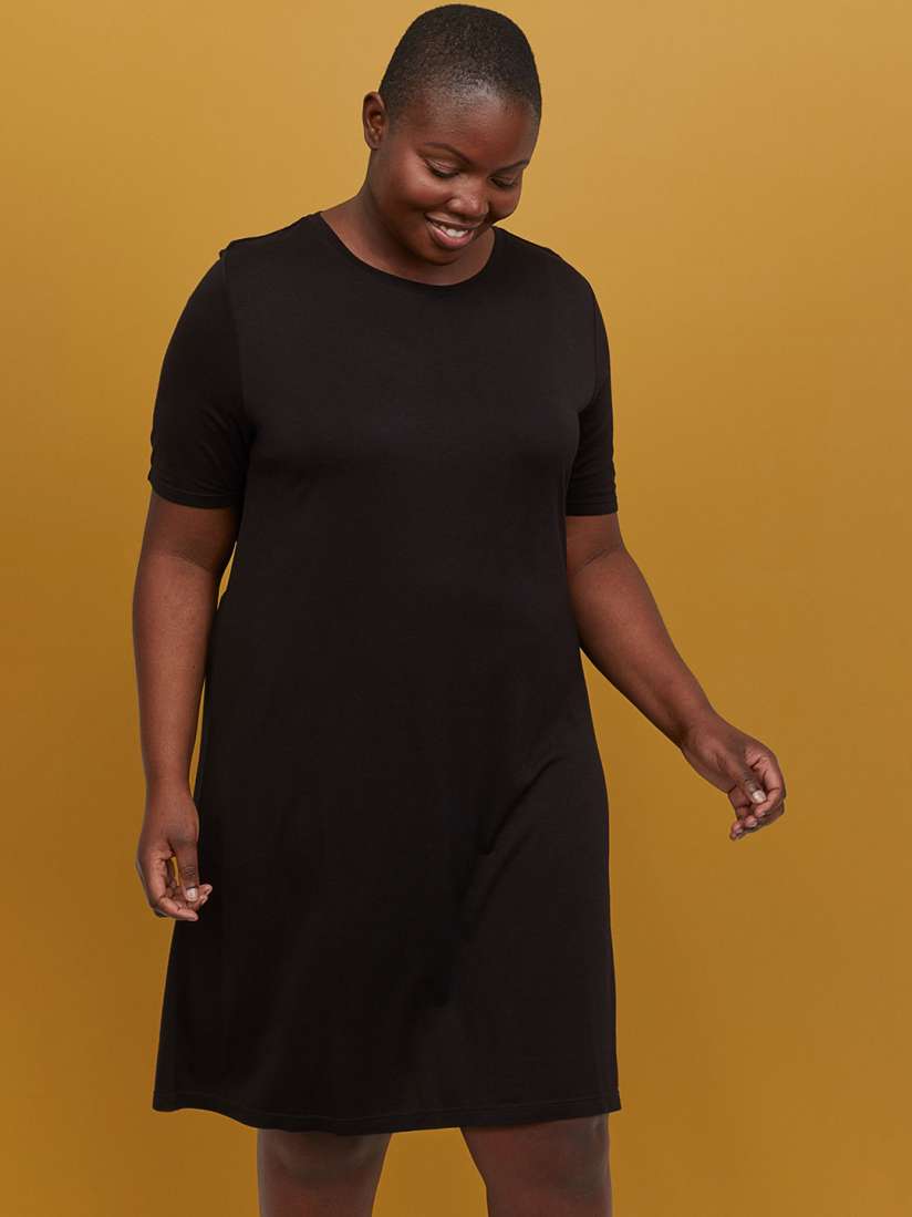 Buy H M Women Black Solid T shirt Sustainable Dress Dresses for Women 10379291 Myntra
