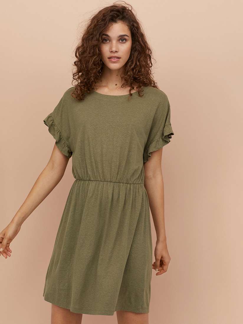 Buy H M Women Green Solid Linen blend Dress Dresses for Women 10379301 Myntra