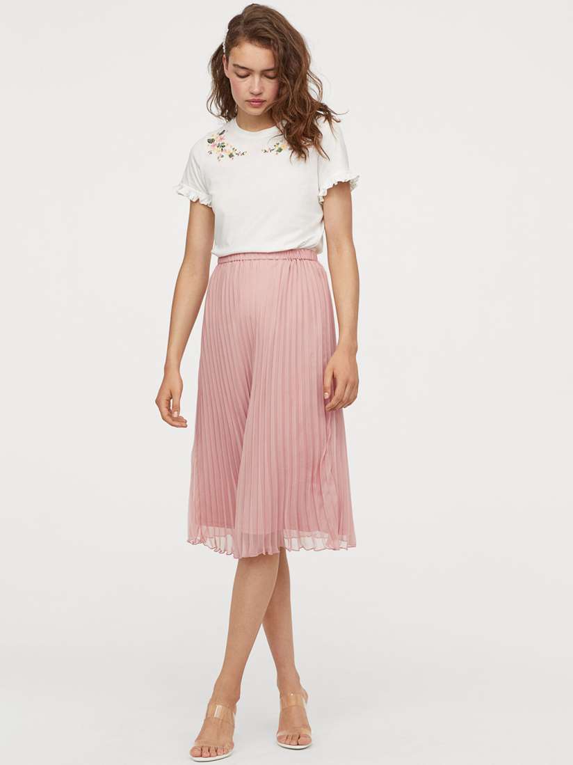 Pink pleated skirt h&m online