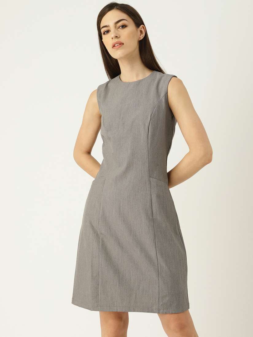 Buy Allen Solly Woman Grey Solid Sheath Dress Dresses for Women 10388189 Myntra