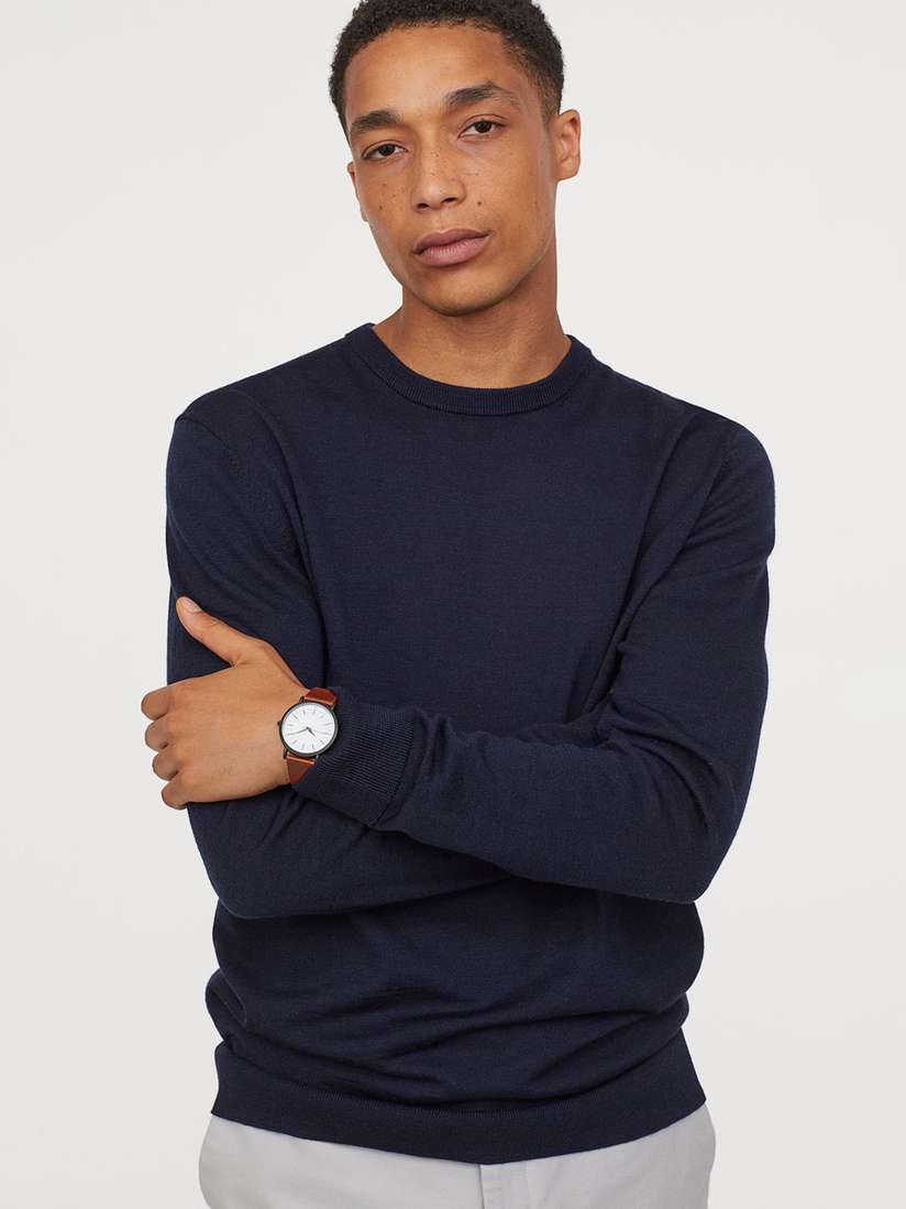 Myntra Merino Wool Sweater H&m Buy H&M Men Blue Solid Merino