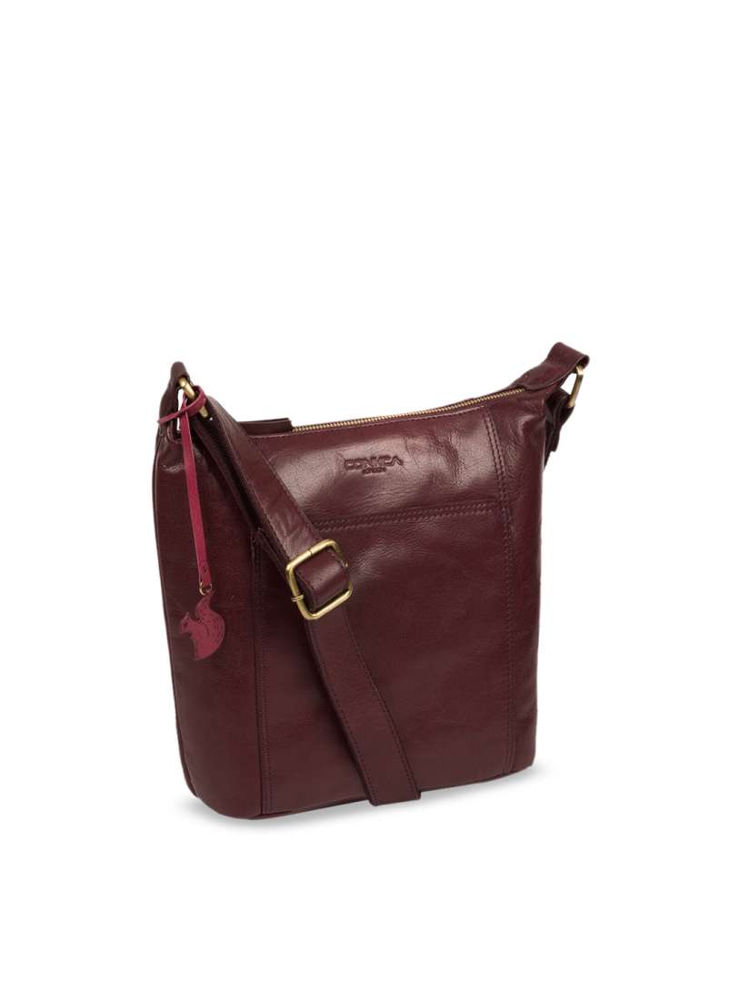 Buy PURE LUXURIES LONDON Women Burgundy Conkca Collection Genuine Leather Yasmin Sling Bag Handbags for Women 10390931 Myntra