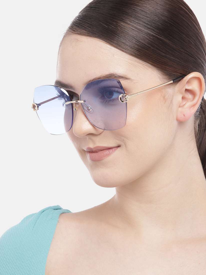 Buy Voyage Women Blue Square Sunglasses S012MG2880 Sunglasses for Women 10392477 Myntra