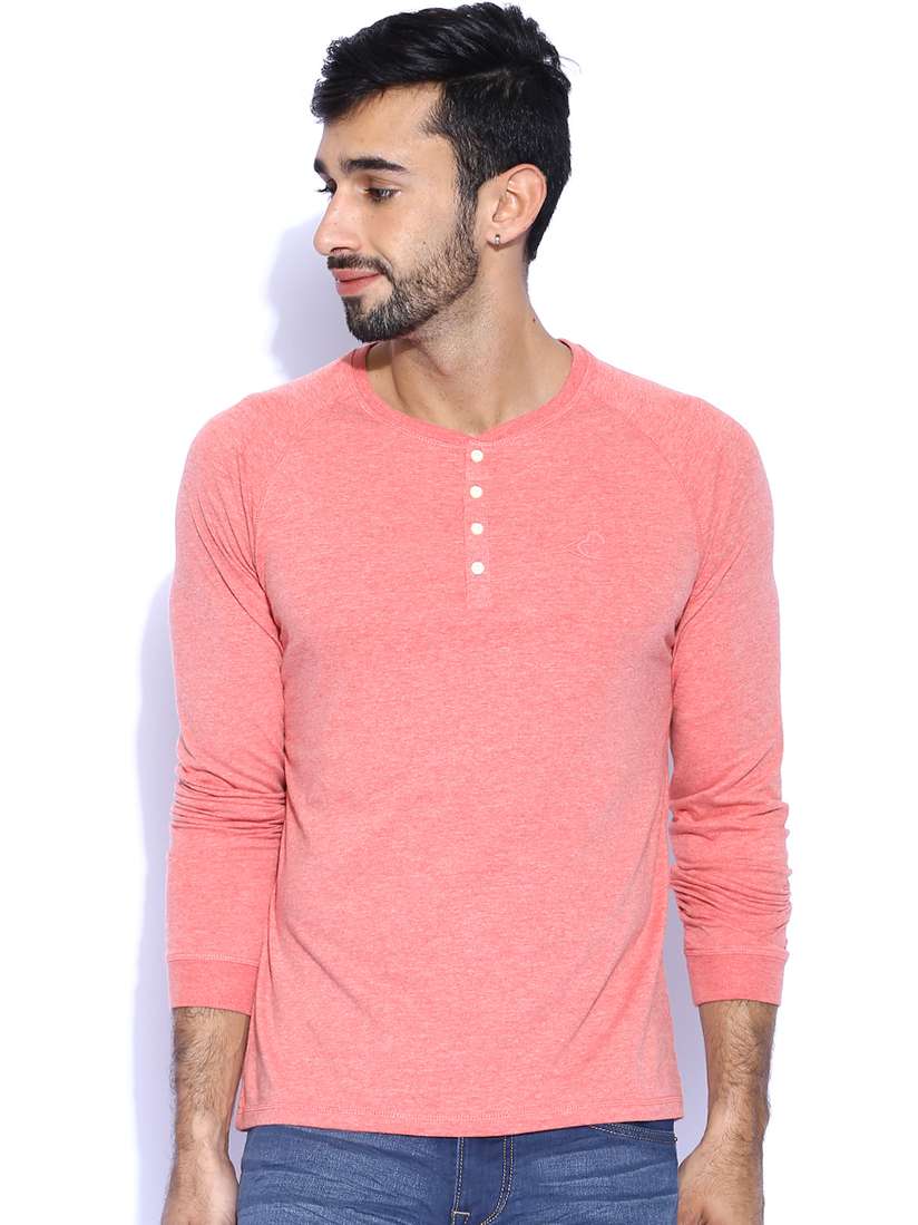 Buy Being Human Clothing Pink Henley T-shirt Tshirts for Men
