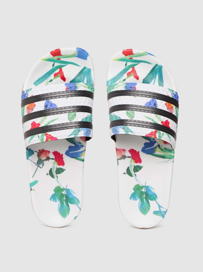 Adidas floral sliders hot sale