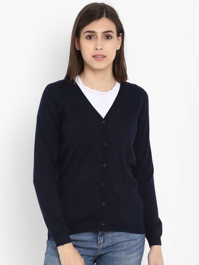 Buy Monte Carlo Women Navy Blue Solid Woolen Cardigan Sweater Sweaters for Women 10400715 Myntra
