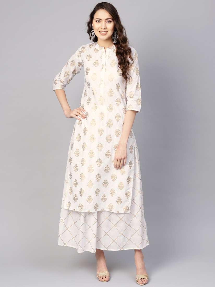 Gold skirt with kurta clearance