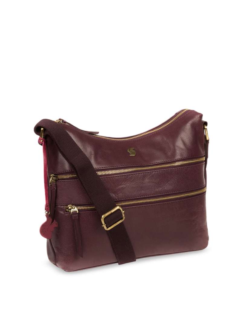 Buy PURE LUXURIES LONDON Women Burgundy Conkca Collection Genuine Leather Georgia Sling Bag Messenger Bag for Women 10414740 Myntra
