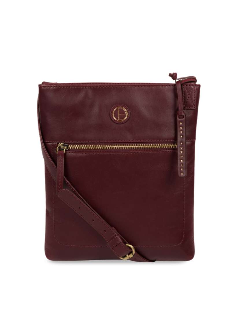 Buy PURE LUXURIES LONDON Women Burgundy Solid Genuine Leather Knook Sling Bag Handbags for Women 10421034 Myntra