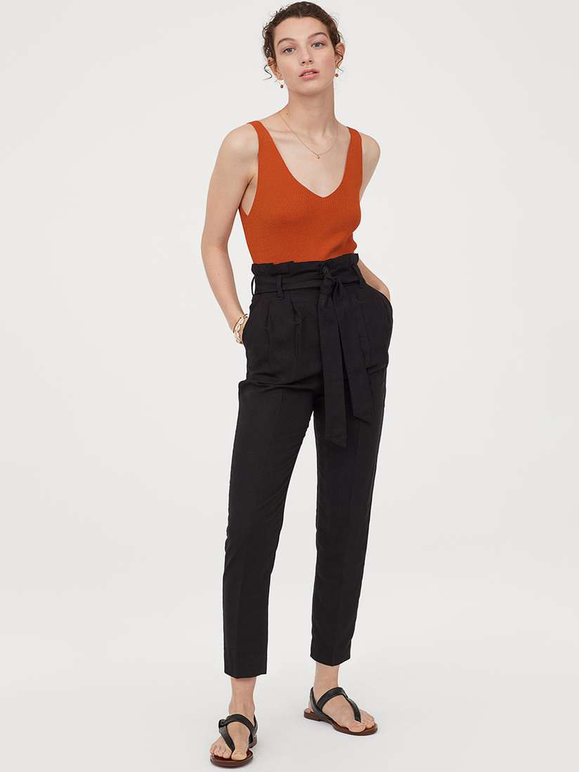 High Waisted Paperbag Trousers H&m Womens Trousers Paper Bag