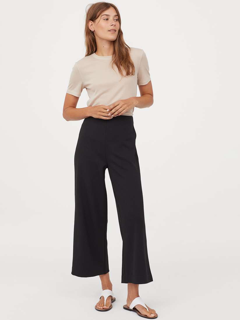 Buy H M Women Black Jersey Culottes Trousers for Women 10431542 Myntra