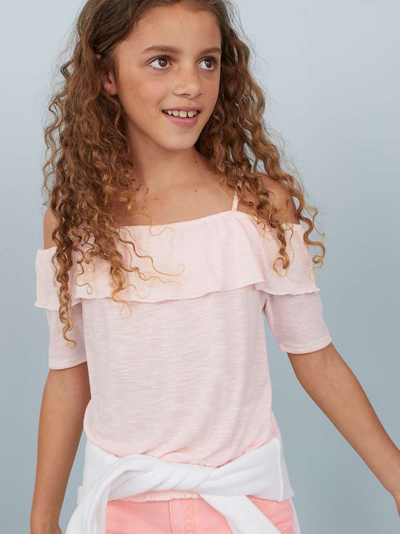 Buy H M Pink Solid Off The Shoulder Top Tops for Girls 10432026 Myntra