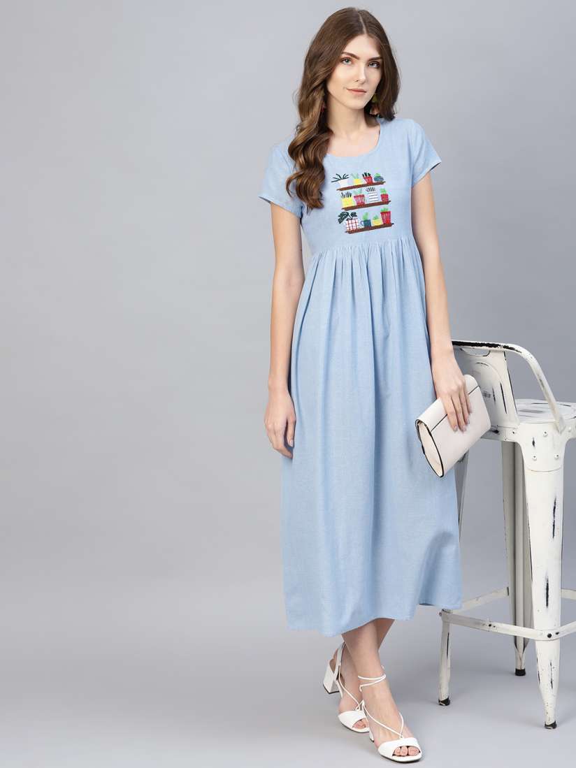 Aks women's maxi blue dress sales