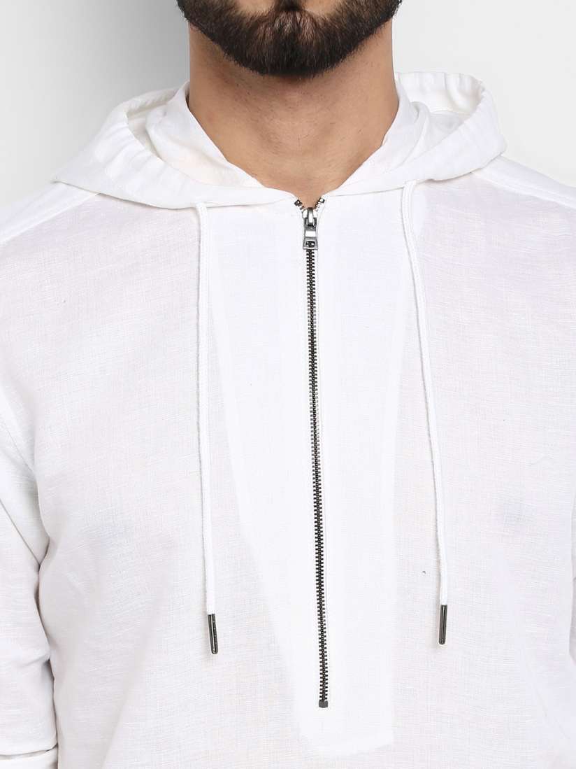 Buy Mufti Men White Solid Slim Fit Hood T shirt Tshirts for Men 10442966 Myntra