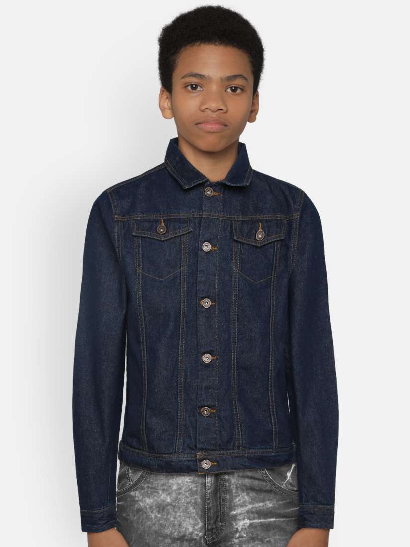 Buy Indian Terrain Boys Blue Denim Jacket Jackets for Boys 10444152 Myntra