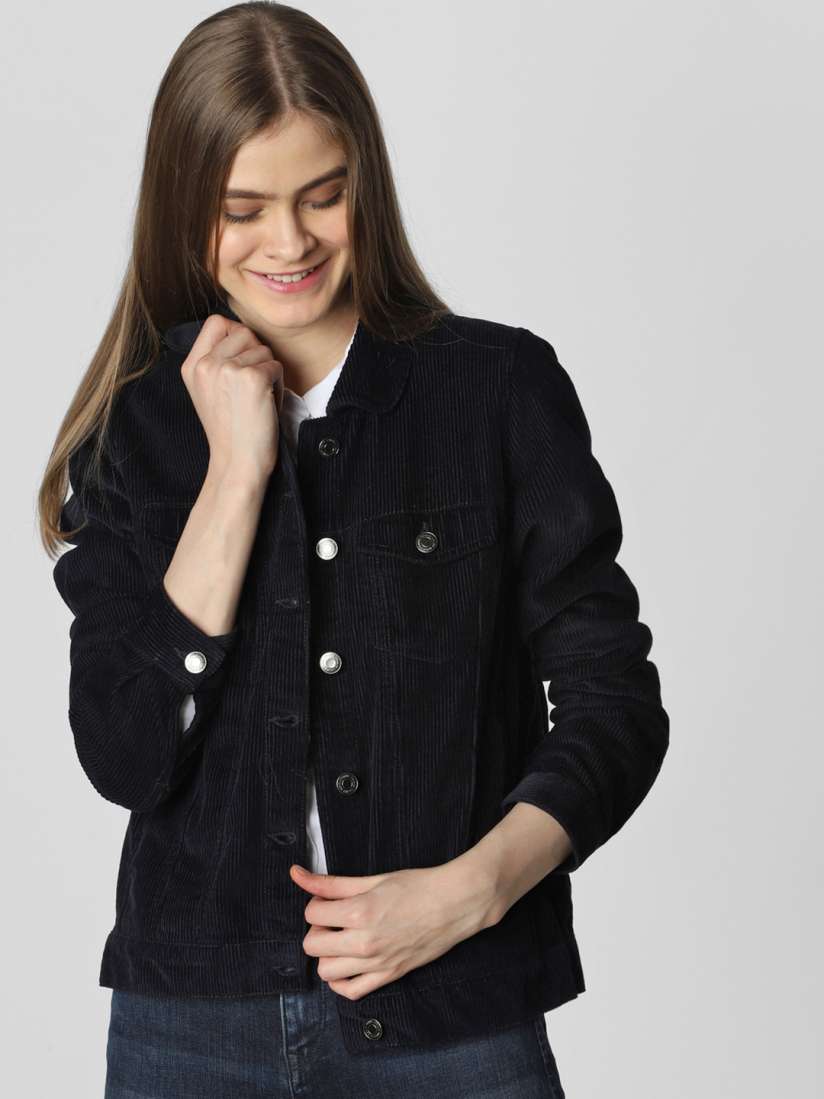 Buy Vero Moda Women Navy Blue Corduroy Jacket Jackets for Women 10447178 Myntra