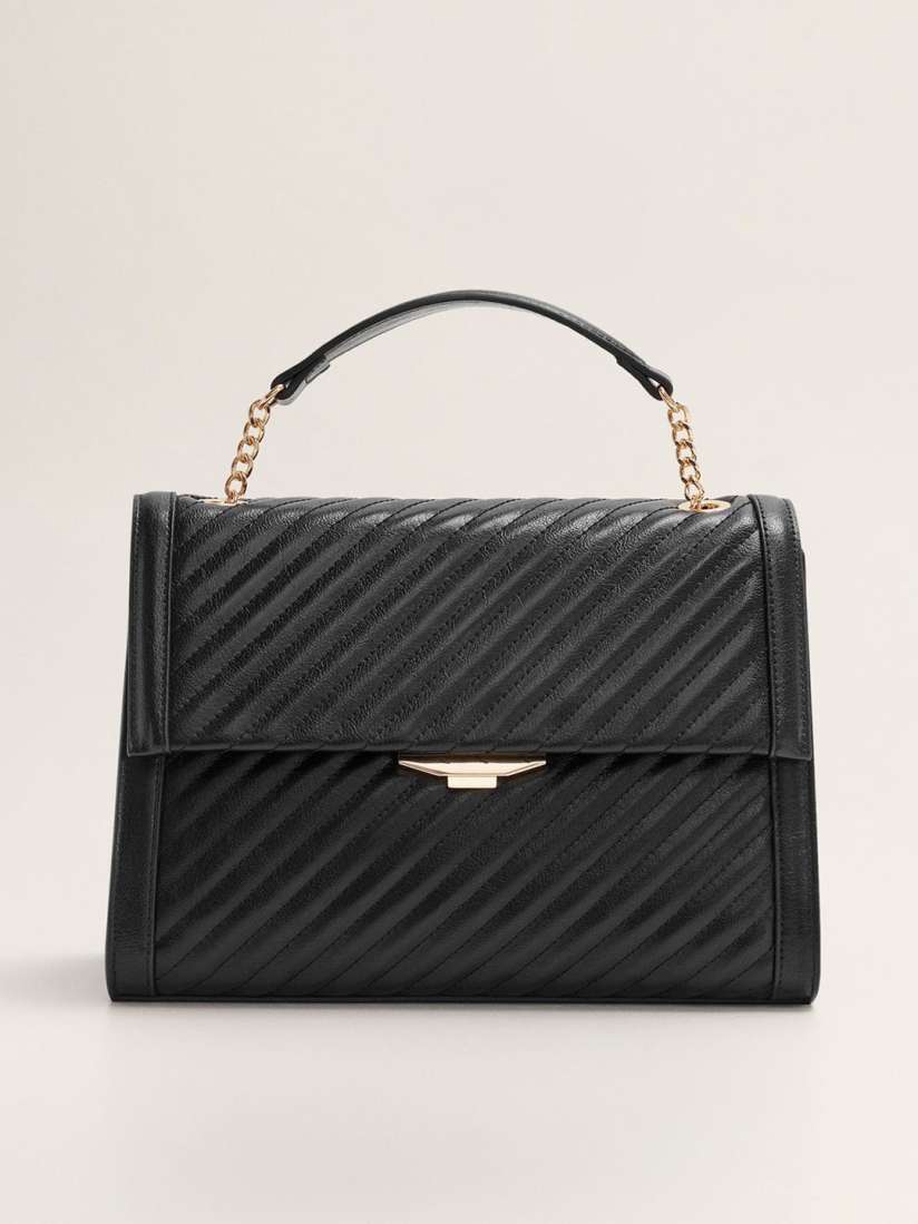 Buy MANGO Black Quilted Satchel Handbags for Women 10451014 Myntra
