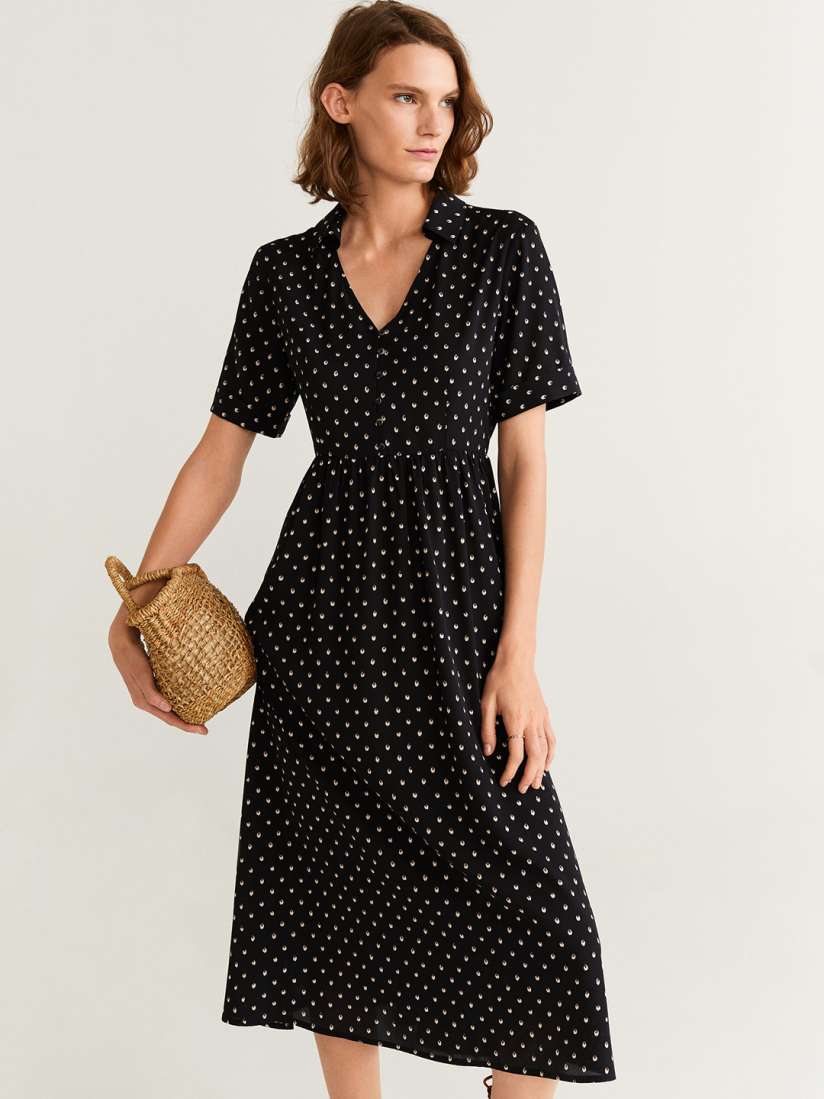 Mango wrap polka dot dress sales