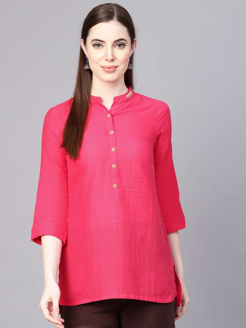Buy Biba Women Pink Solid Straight Kurti Kurtis for Women 10453152 Myntra