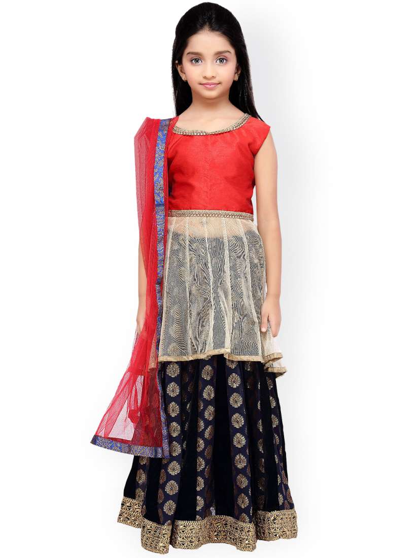 Buy K U Red Navy Georgette Net Lehenga Choli with Dupatta Lehenga Choli for Girls 1045595 Myntra