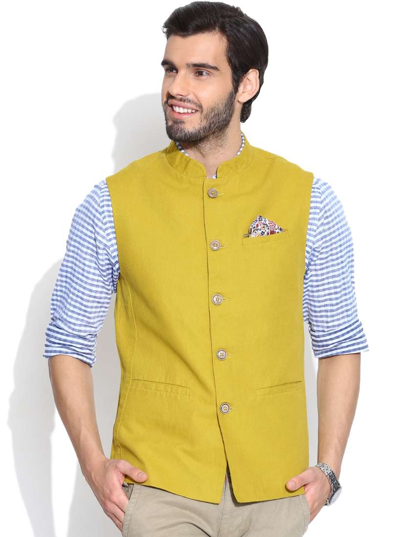 Buy Numero Uno Mustard Yellow Nehru Jacket Jackets for Men 1046026 Myntra