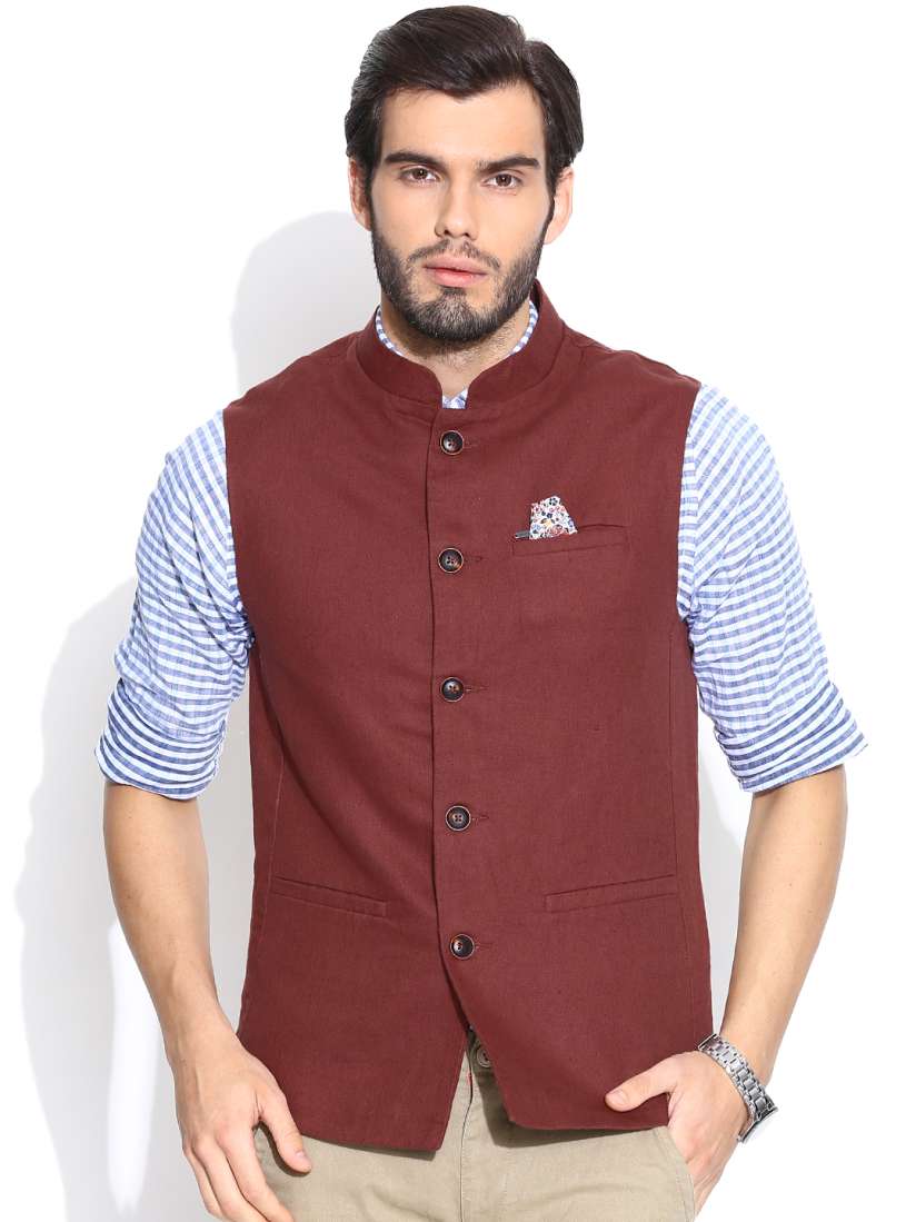 Buy Numero Uno Brick Red Nehru Jacket Jackets for Men 1046029 Myntra