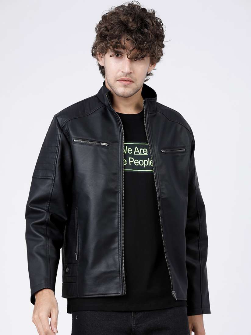 Buy HIGHLANDER Men Black Solid Biker Jacket Jackets for Men 10460318 Myntra