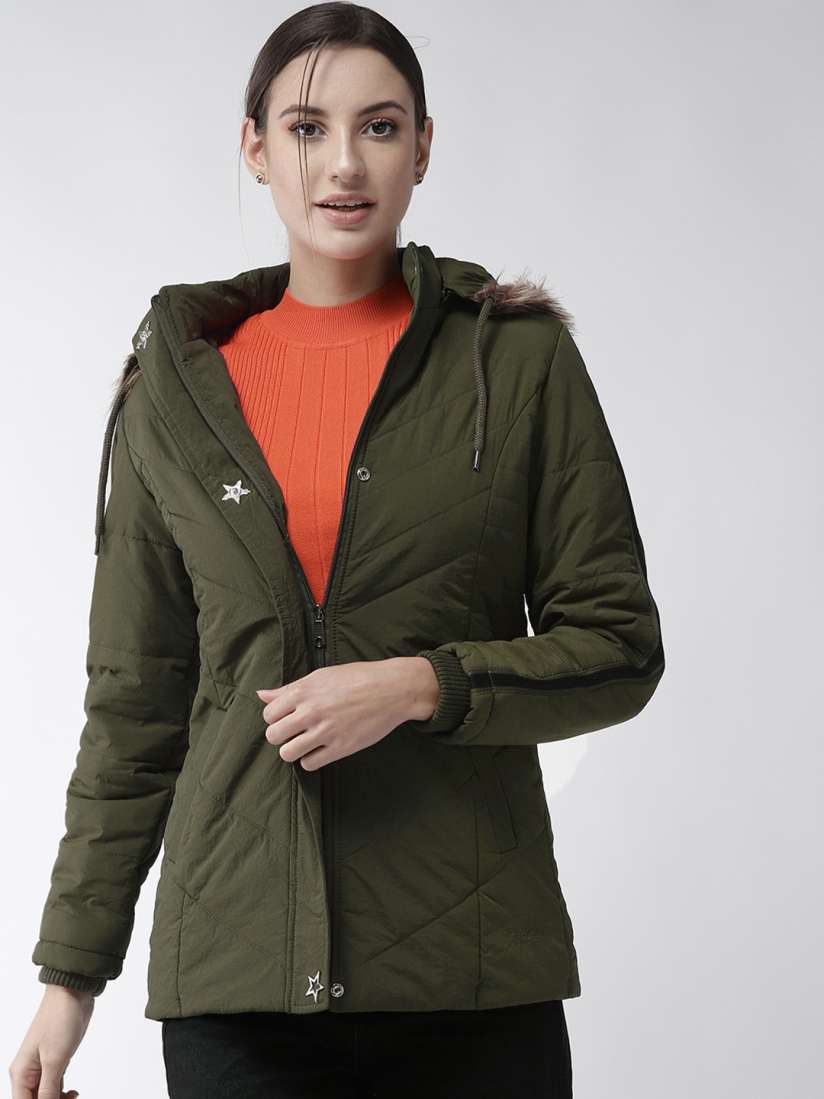 Buy Fort Collins Women Olive Green Solid Parka Jacket Jackets for Women 10461152 Myntra