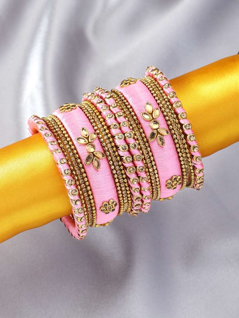 Pink silk thread bangles on sale