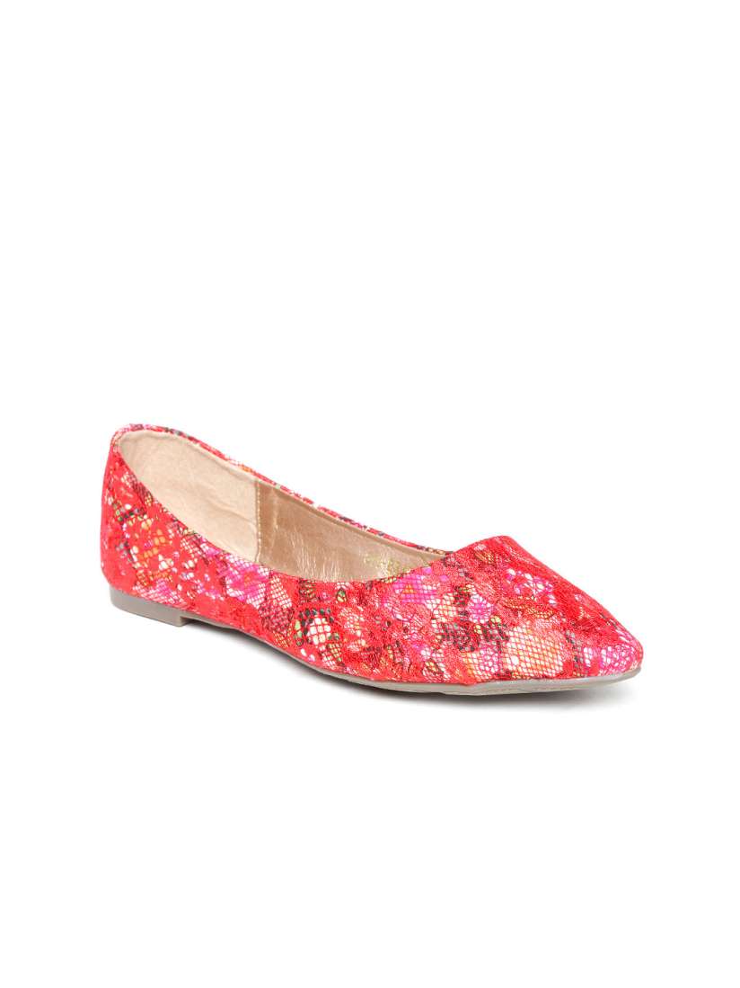 Buy Klaur Melbourne Women Red Printed Lace Flat Shoes Flats for Women 1047279 Myntra