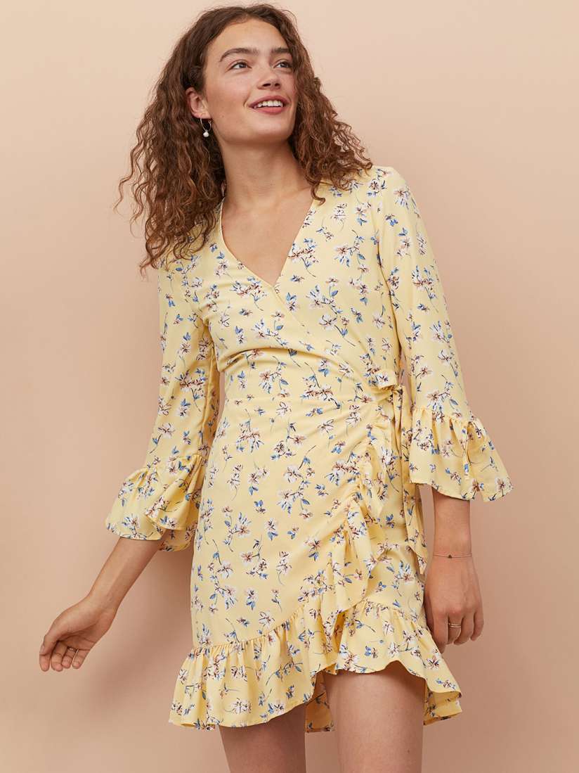 Yellow wrap dress h&m online