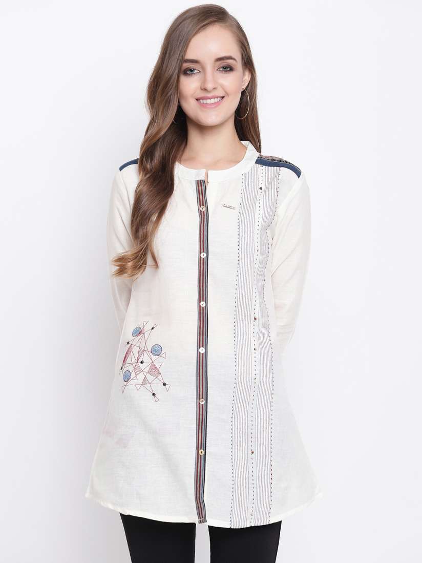 Buy Kvsfab Women Off White Embroidered A Line Kurti Kurtis for Women 10479502 Myntra