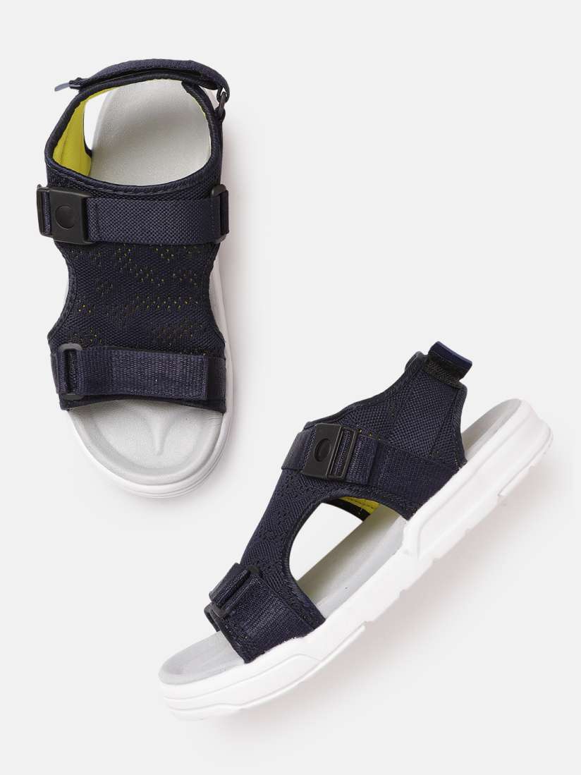 Buy HRX by Hrithik Roshan Men Navy Blue Woven Design Hook Loop Athleisure Sandal Sandals for Men 10485076 Myntra