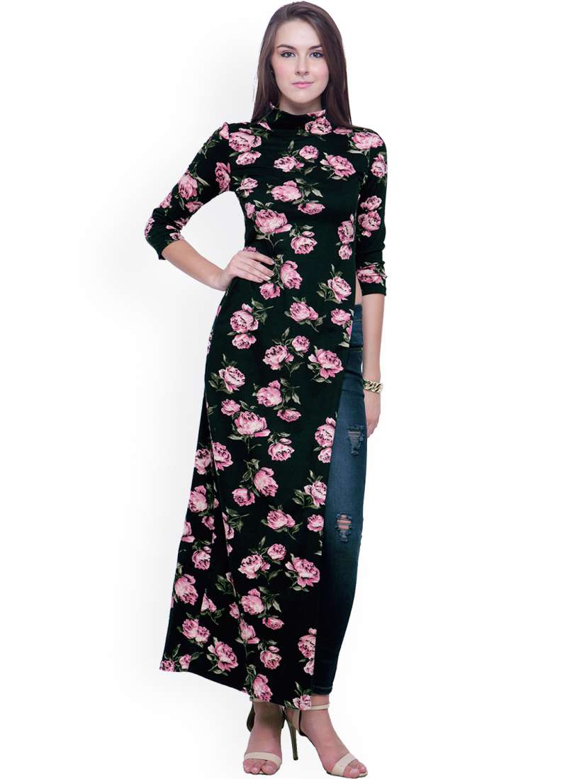 Buy FabAlley Black Floral Print Maxi Top Tops for Women 1049098 Myntra