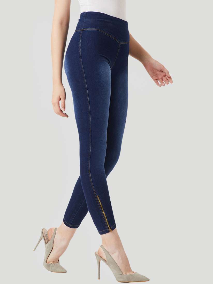 Buy Miss Chase Women Navy Blue Solid Skinny Fit Denim Jeggings Jeggings for Women 10497426 Myntra