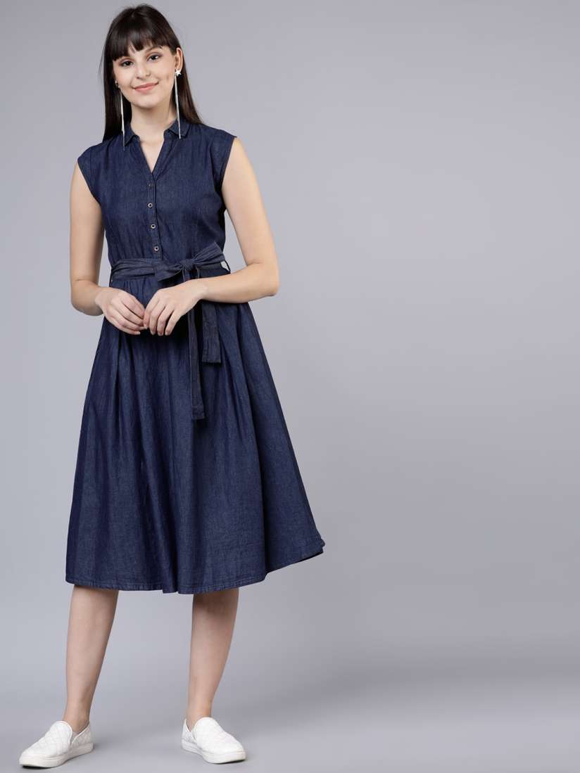 Buy Tokyo Talkies Women Navy Blue Denim Shirt Dress Dresses for Women 10503336 Myntra