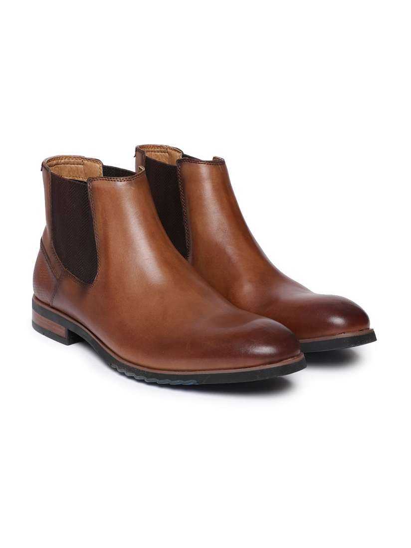 Buy Steve Madden Men Tan Brown Leston Solid Leather Mid Top Flat Boots Casual Shoes for Men 10503368 Myntra