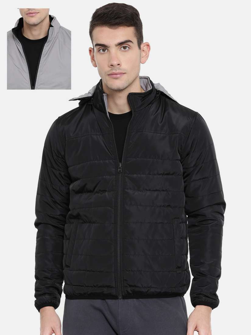 Buy Parx Men Black Grey Solid Reversible Quilted Jacket Jackets for Men 10504002 Myntra